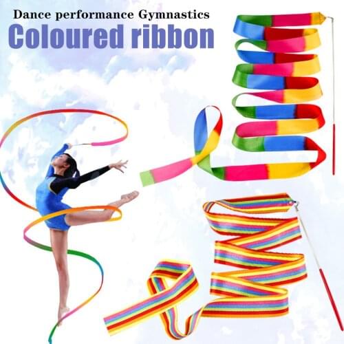Gymnastic Ribbons Colorful Portable 4M For Gym Dance Accessories Rainbow Kids Girls Sport Toys 1PC Streamer Ribbons