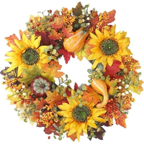 Garland Door Hanger Halloween Decorations Thanksgiving 45CM Versatile Decorating Accessory Harvest Festival Pumpkin Cane Wreath