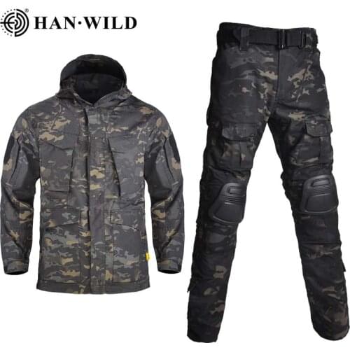 HAN WILD M65 Hiking Jackets&Pants with Pads Hunting Camouflage Jacket Tactical Sets Hoodie Military Hunting Coats&Jackets Hoodie