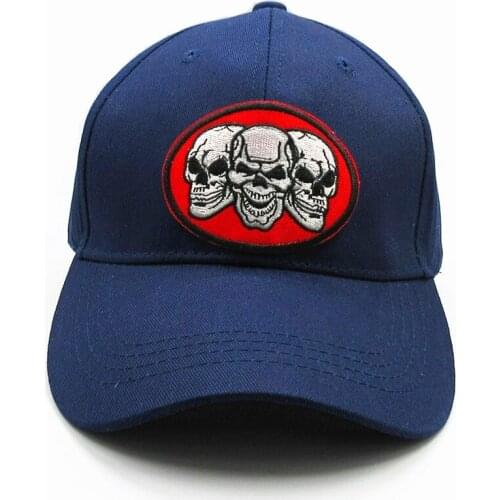 Geometric Three Skull Embroidery Cotton Baseball Cap Hip-hop Cap Adjustable Snapback Hats for Men and Women 365