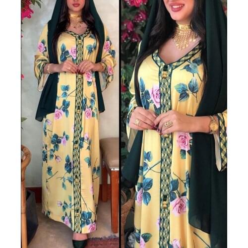 India Muslim Women Dress Ramadan Eid Mubarak Abaya Dubai Kaftan Turkey Arabic Hijab Islam Dresses Robe Longue Djellaba Femme