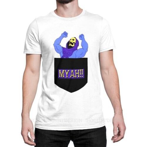 Pocket Skeletor MYAH! Print Cotton T-Shirt Camiseta Hombre Anime He-Man and The Masters of The Universe Men Fashion Graphic