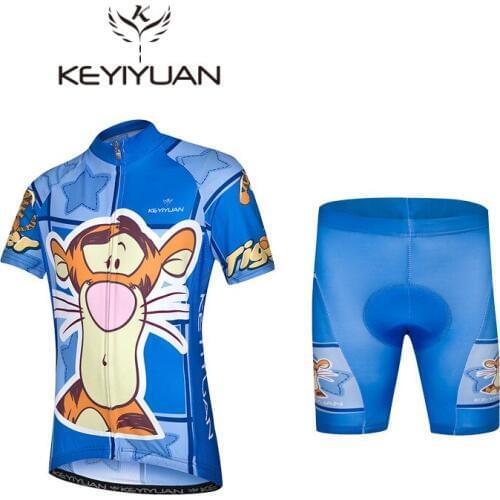 KEYIYUAN Kids Breathable Cycling Jersey Set Summer Children Cycling Clothing Ropa Ciclismo Quick Dry Bike Jersey Bicycle Clothes