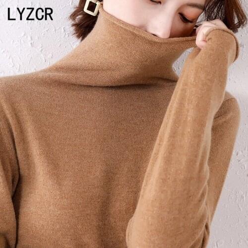 LYZCR Autumn Winter Womens Turtleneck Sweater Warm Winter Clothes Women Knitted Pullover Womens Sweater Jumper Woman Sweaters