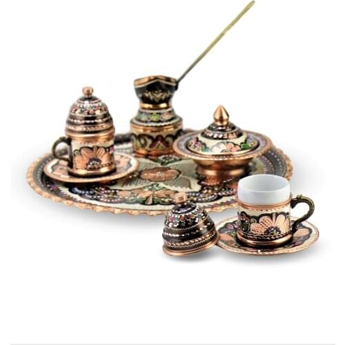 Morya Copper Teacup Vintage Handmade Retro Coffee Tea Cup Set Pot Mug Sugar Bowl Creamer Teaset Kettle Noble Luxury 8 pcs
