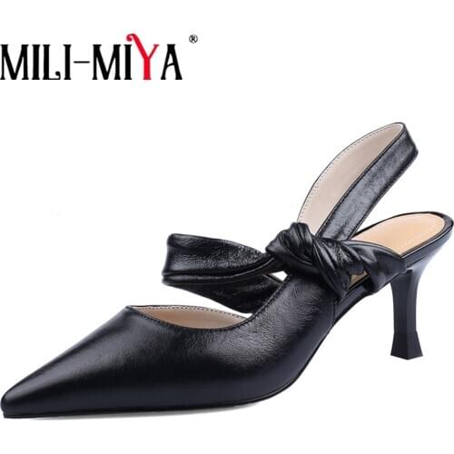 MILI-MIYA New Arrival Sling Back Women Genuine Leather Pumps Pointed Toe Thin Heels Slip On Dress Party Shoe Handmade For Ladies