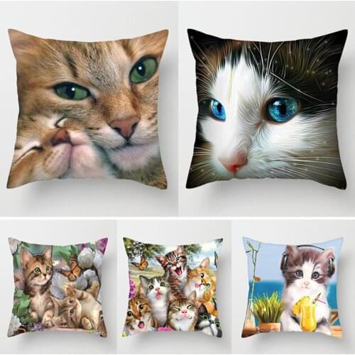 Cute Cat Printing Cushion Cover Animal Series Cushion Covers For Sofa Throw Pillow Car Chair Decorative Pillow Case Home Decor