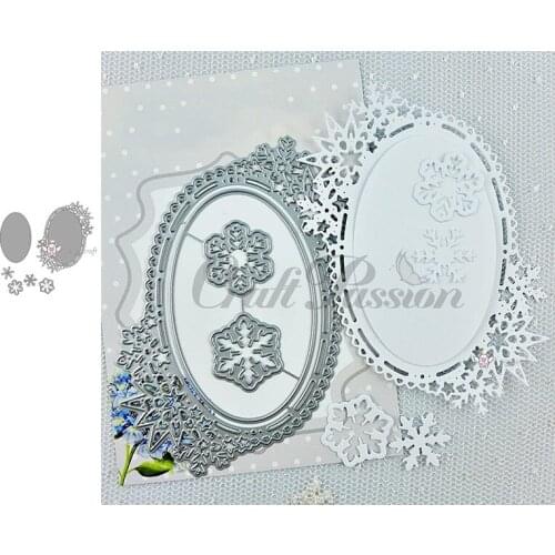 Mmao Crafts Metal Steel Cutting Dies New Winter oval frame Stencil For DIY Scrapbooking Paper/photo Cards Embossing Dies