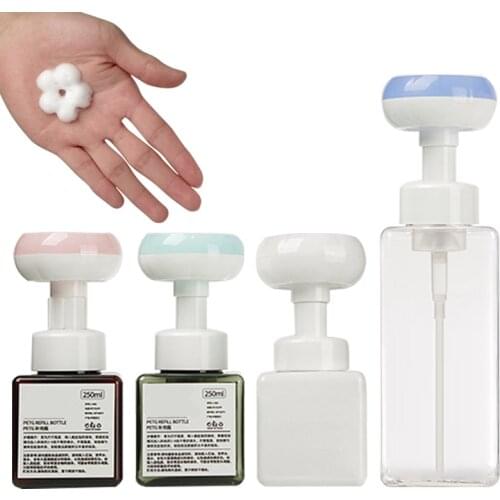 250ML Soap Bottle Foaming Lotions Refillable Bottle Flower Pump Head Soap Shampoo Cosmetic Empty Bottle