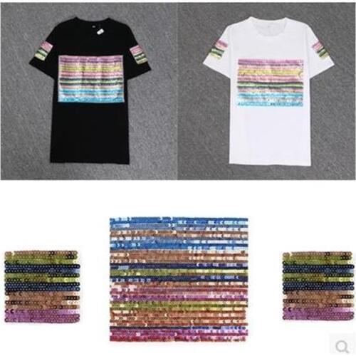 Fashion T shirt Women sequins patches for clothing 23cm stripe design patch deal with it 3d t shirt mens Christmas gift stickers