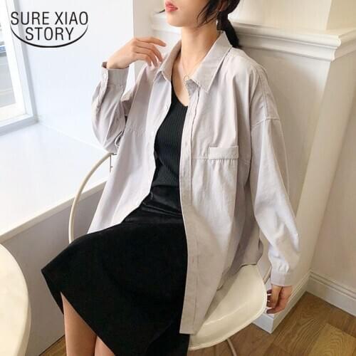 Fashion Loose Solid Women Shirts Blusas Mujer 2021 Autumn New Long Sleeve Women Blouses Tops Korean Office Lady Clothing 6720