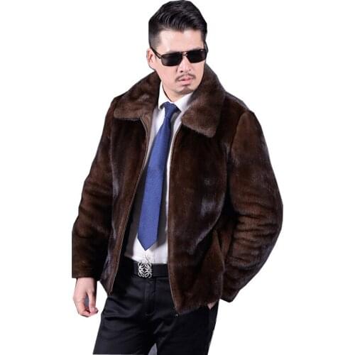 2017 Autumn and Winter New Mens Imitation Water Fur Coat Long Section Mink Coat Overcoat Slim Casual Fur Size S M -4XL 5XL 6XL