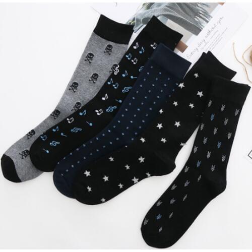 10 Pair/lot Men Business socks breathable Cotton Skull Star Music Pattern socks Casual Solid Fashion Socks