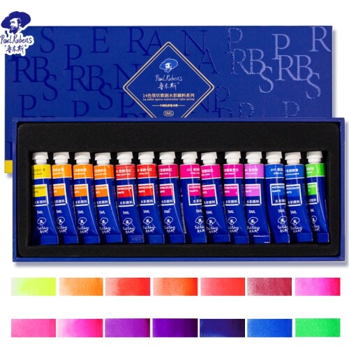 Paul Rubens 14 colors 5ml watercolor paint Opera fluorescent color shiny color tubular watercolor paint art painting supplies