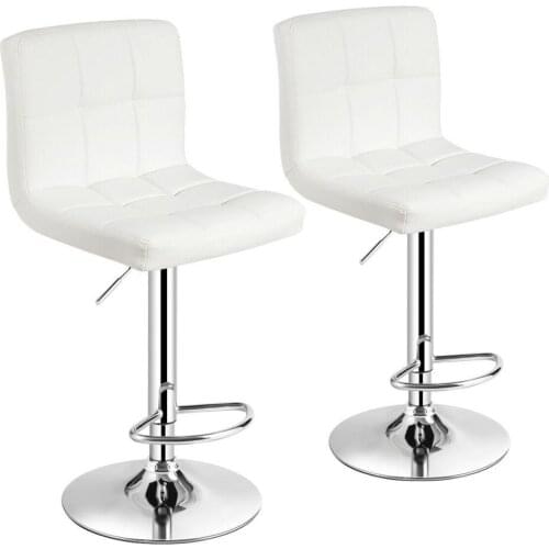 Set of 2 Adjustable Bar Stools PU Leather Swivel Kitchen Counter Pub Chair HW66492