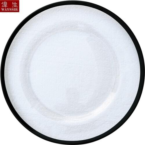 Set Paint Gold Line Design Transparent Glass Charger Plate Decorative Wedding Dinner Plate Round Tableware Dish Show Tray