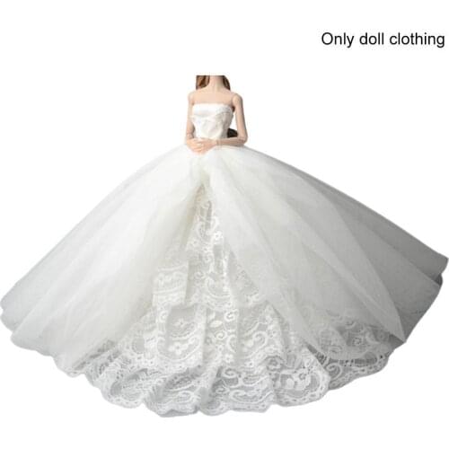 Doll Dress Doll Clothes Princess Luxury Tailing Wedding Gift Toy Fantasy Wedding Dress Accessories Bride Doll O8M1
