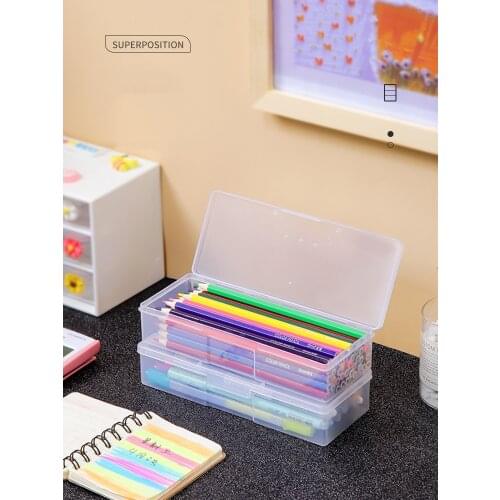 Transparent Pencil Case Large Capacity Plastic Pen Holder Sketch Color Pencil Box School Stationery Storage Box
