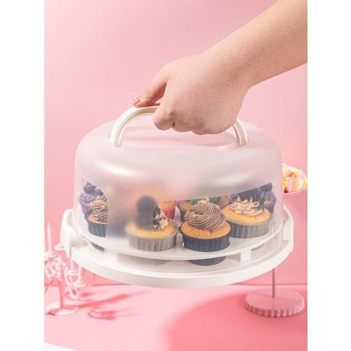 Hand-Held Portable Cake Box Reusable Packaging Baking Food Storage Case Fresh Keeping Container with Lid Birthday transparent