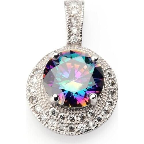 SHUNXUNZE Luxury jewellery christmas Wedding pendants for women vintage dropshipping Rainbow Cubic Zirconia Rhodium Plated R3201