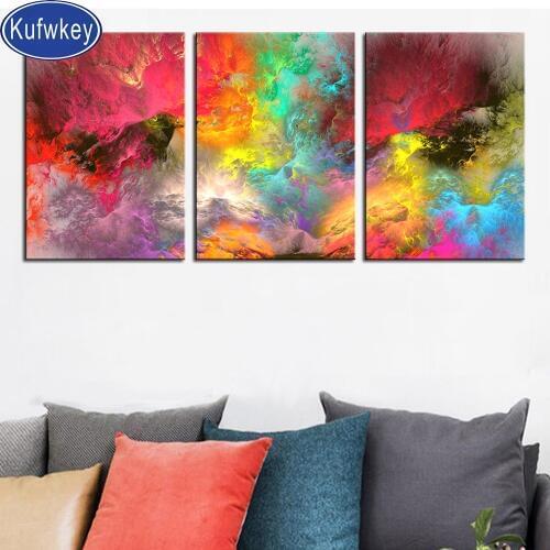 Modern home decor Abstract Color line cloud Diamond Painting Cross Stitch Mosaic 5d diy diamond embroidery rhinestones 3 pcs set