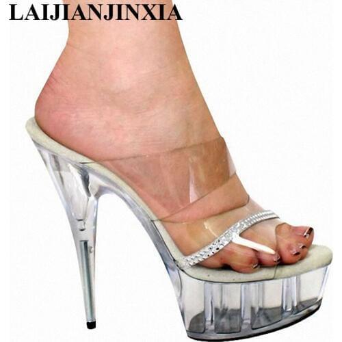 LAIJIANJINXIA Party Queen 15cm Nightclub Party Shoes High Heels Platform Dancing Shoes Sandals Crystal Open Toe Sexy Dance Shoes