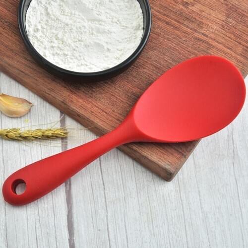 22.5CM Rice Spoon Food Grade Silicone Heat Resistant Cooking Spoon Rice Red Non-Stick Black Tool O6J5