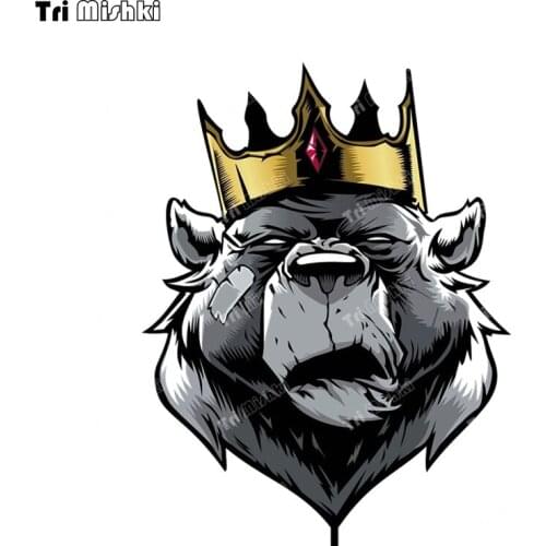 Tri mishki WCS1013 Bear in the crown Car Sticker PVC colorful Decals Windshield Waterproof Trunk Sticker