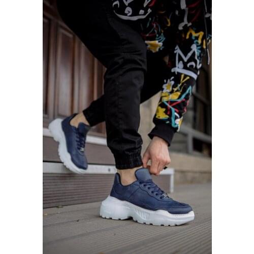 Knack High Base Daily Shoes Navy Blue Color Stitched Casual White High Bottom Summer spring Season Elegant Fashion Shoes N75