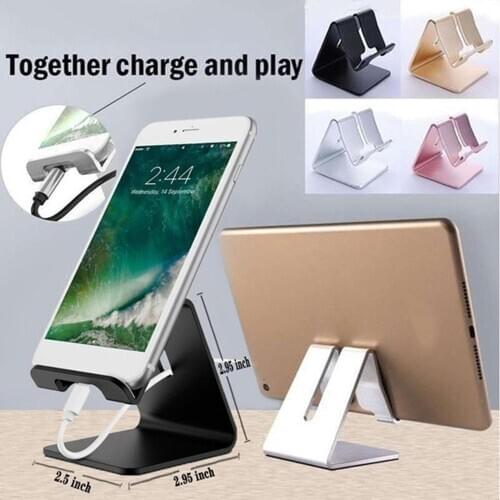 Universal Aluminum Mobile Phone Holder Desktop Computer Metal Base Non-Slip Mobile Phone Tablet Lazy Bracket