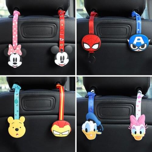 Disney Cartoon Mickey Car Seat Back Hook Portable Universal Car Seat Hook Hanger Fastener Clip Car Accessories for Bag Purse