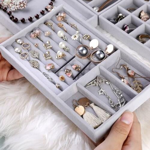 Drawer Jewelry Storage Box Fashion Portable Velvet Jewelry Storage Tray Necklace Ring Storage Box