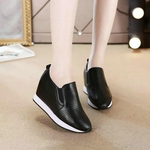 Woman Platform Shoes loafers Driving Height Increasing Mesh Casual Wedges Shoes Female Chaussure Femme 7cm Heels Sneakers 339