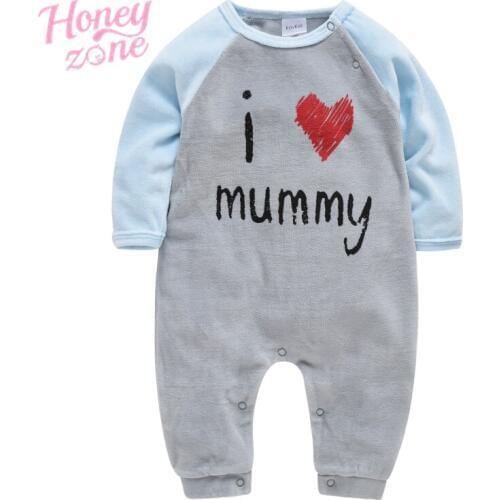 Honeyzone Winter Baby Romper Warm Jumpsuit Baby Girls Clothing IloveDaddy Long Sleeve Toddler Clothing Bebek Roupa De Bebes