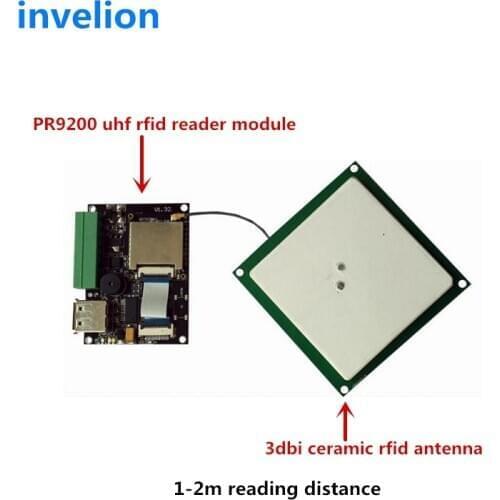 1-2m read range UHF RFID reader Module with 62*62mm 3dbi ceramic uhf rfid antenna USB/TTL RS232 provide free SDK