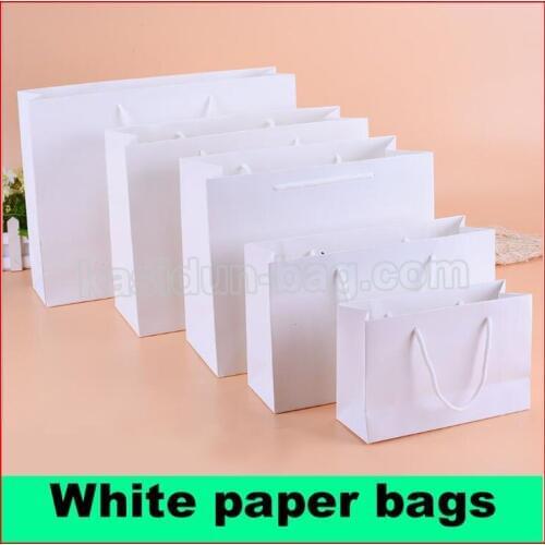 100PCS/lot) 10 SIZE available wholesale 250gsm paperboard paper bag white
