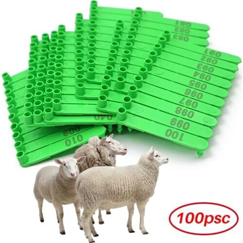 100pcs Sheep Goat Ear Tag Pliers Ear Laser Typing Plastic Head Earrings for Farm Animals Idetification Card