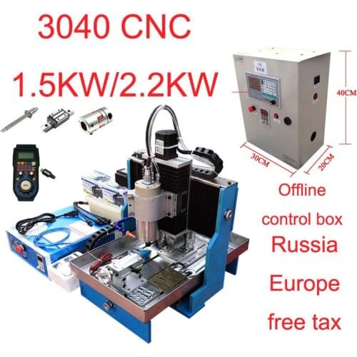 2.2/1.5 KW Linear Guide Rail wood CNC Router 3040 DSP control metal milling PCB Engraving machine with steel material water tank
