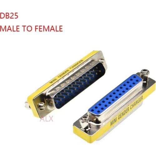 2PCS DB25 25pin MALE to female serial port CONNECTOR D-Sub COM CONNECTORS 25 pin 25p Mini Gender Changer Adapter