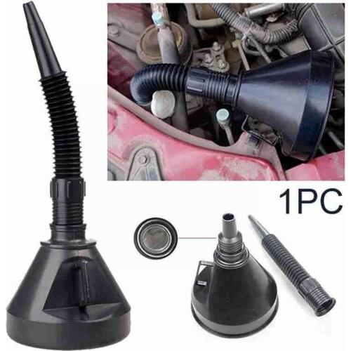 2 in 1 Plastic Funnel Spout Car Motorcycle Oil Water Fuel Filling with Funnel Gasoline For Truck Vehicle Soft Pipe B5X2