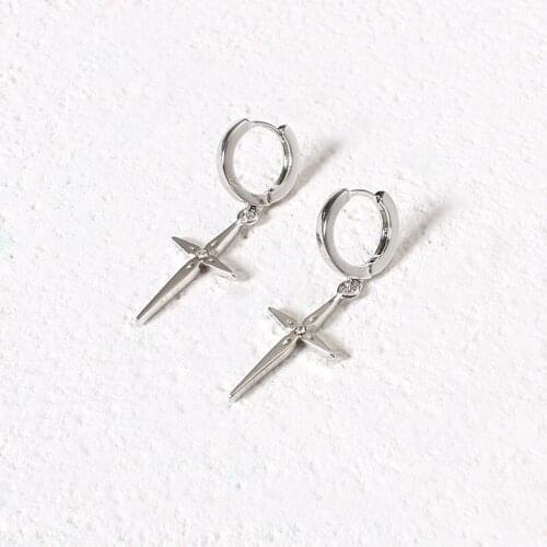 2021 simple unisex copper cross pointer earrings cross earrings
