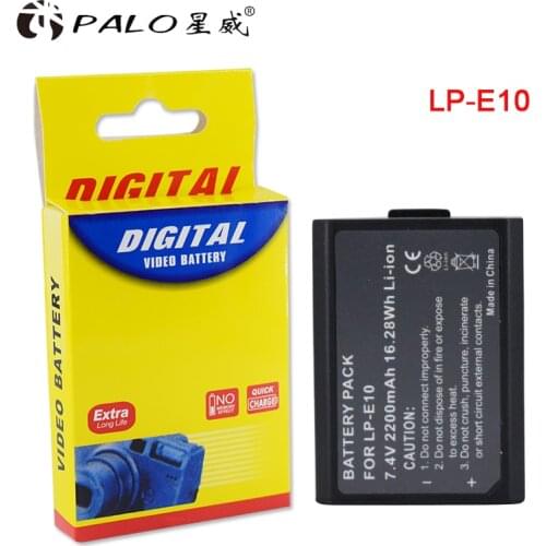 PALO 1pc 2200mAh LP-E10 LP E10 LPE10 Digital Camera Battery For Canon 1100D 1200D 1300D Rebel T3 T5 KISS X50 X70 Battery