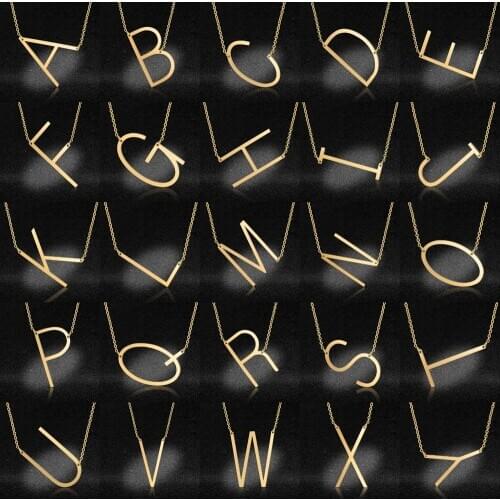 26pcs/set A-Z 26 Letters Women Fashion Initial Necklace Wholesale 100% Stainless Steel Letter Necklaces Jewelry