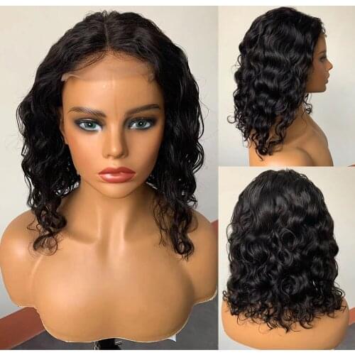 4x4 Lace Front Curly Bob Wig Humain Hair Most Popular Virgin Brazilian Lace Closure Wig For Black Women