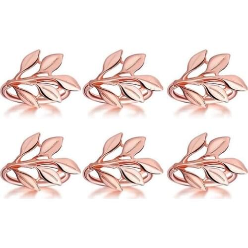 6 Pcs Napkin Ring,Leaf Napkin Set,Napkin Ring Napkin Holder Decoration,Suitable for Christmas,Holiday, Dinner Decoration