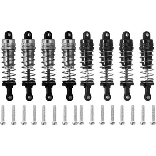 8Pcs Metal Shock Absorber Damper Replacement Accessory Fit for WLtoys 144001 1/14 RC Drift Racing Car Parts,Black & Grey