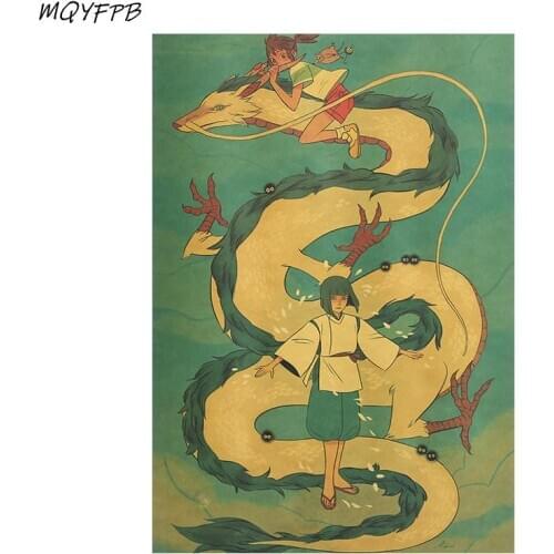 Spirited Away Kraft Anime Paper Poster Home Decoration Picture Wall Sticker Gift Picture 50.5x35cm