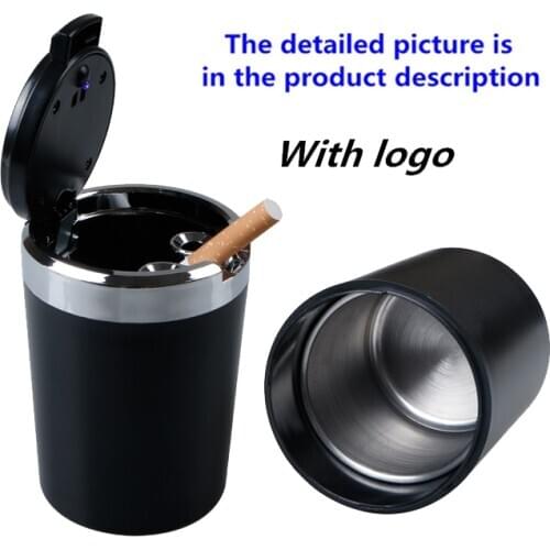 Car Logo Ashtray Blu-Ray With Led Light Portable Smokeless For F-ord Fiesta EcoSport ESCORT Ranger Mondeo Mustang FOCUS 1 2 3 mk
