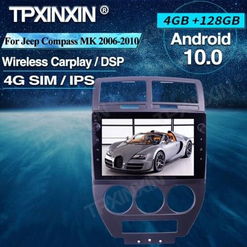 Android Car Radio 4+128G For Jeep Compass MK 2006+ Wireless Carplay Car Multimedia Player Headunit Audio Radio Navigtion DSP IPS