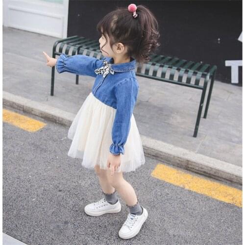 Children Baby Dress Clothing Girls Kids Clothes Spring Summer Fall Autumn Sport Suits Toddler Denim Jacket+Mesh Tutu Dresses